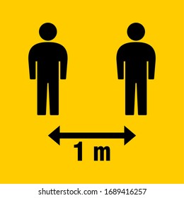 Social Distancing 1 Meter Icon. Vector Image.