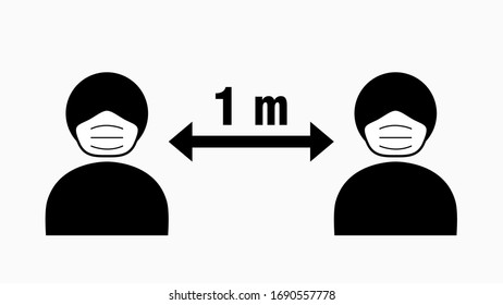 Social Distancing 1 Meter Icon. Vector Image.