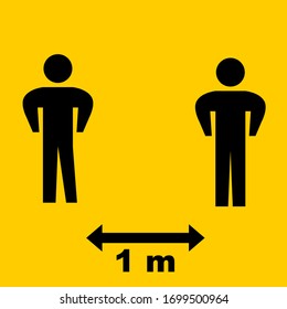 Social distancing 1 meter icon. Self quarantine vector sign. Coronavirus pandemic