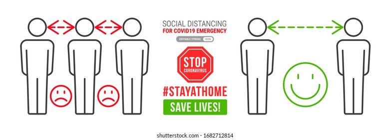 Social Distancing 1 meter Infographic. Vector Image