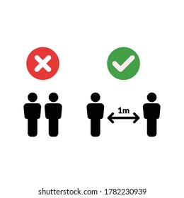 Social distancing 1 meter sign vector illustration.