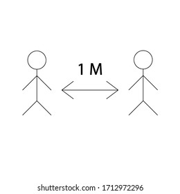 social distancing 1 meter. vector design