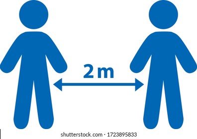 Social distancing. 1-2 meters distance between two people. Vector pictograms.