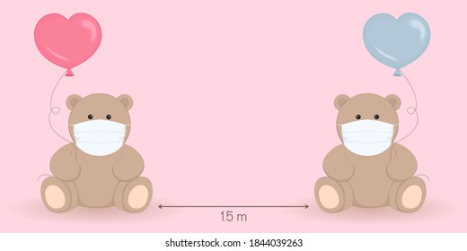Social distancing 1.5 meters conceptual poster. Vector illustration.