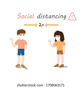 diseño vectorial de 2 m concepto de distanciamiento social