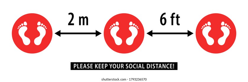 Social Distancing 2 meter and 6 Feet pictogram. Coronavirus 2019. Corona virus Concepts. Coronavirus outbreak prevention. People keeping distance. Distance sign protection. Vector