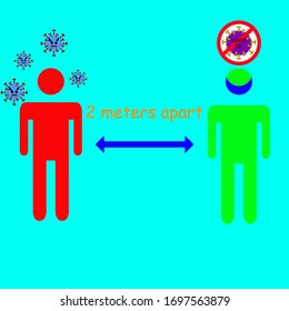 Social Distancing 2 meter Icon. Vector Image.