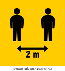 Icono de distanciamiento social de 2 metros. Imagen vectorial.