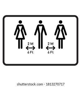 Social distancing 2meter or 6 feet .Instruction  against the spread of the novel corona virus .Simple icon vector illustration eps 10,Isolated on white background