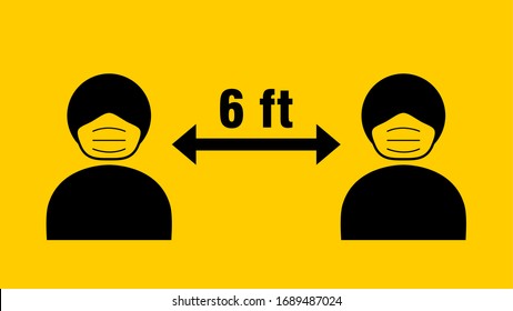 Social Distancing 6 Feet Icon. Vector Image.