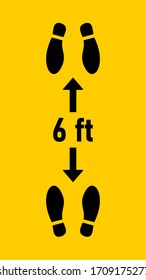 Social Distancing 6 Feet Keep Safe Distance Shoeprints Icon. Vector Image.