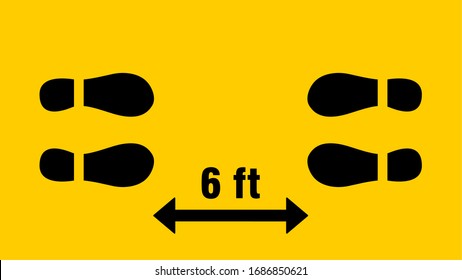 Social Distancing 6 Feet Shoeprints Icon. Vector Image.