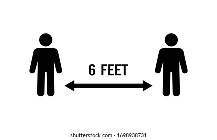 Social distancing 6 feet vector image on white background