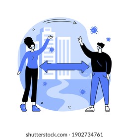 Social distancing abstract concept vector illustration. World coronavirus outbreak impact, self isolation, forced quarantine, communication ban, stay at home, do your part abstract metaphor.
