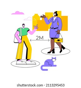 Social distancing abstract concept vector illustration. World coronavirus outbreak impact, self isolation, forced quarantine, communication ban, stay at home, do your part abstract metaphor.