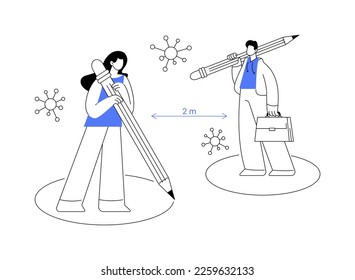 Social distancing abstract concept vector illustration. World coronavirus outbreak impact, self isolation, forced quarantine, communication ban, stay at home, do your part abstract metaphor.