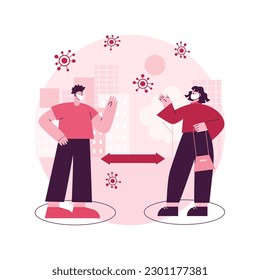 Social distancing abstract concept vector illustration. World coronavirus outbreak impact, self isolation, forced quarantine, communication ban, stay at home, do your part abstract metaphor.