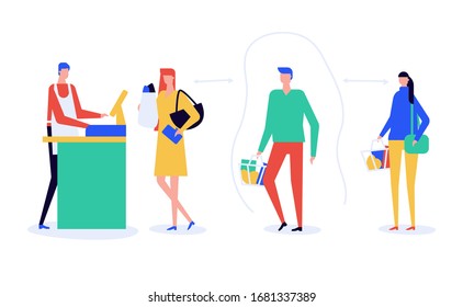 Social distancing advice - flat design style illustration