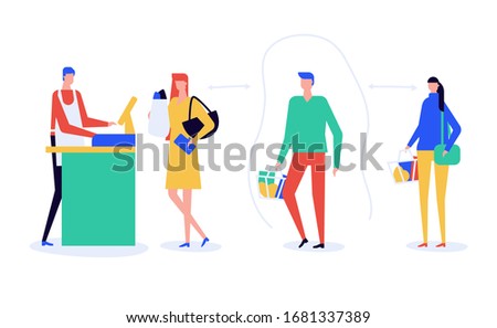 Social distancing advice - flat design style illustration