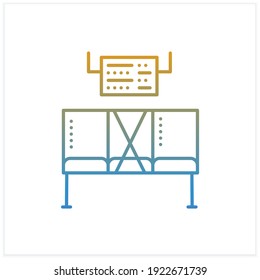  Social distancing at airport gradient icon. Forced distance between seats.Rethink seating. Airport new normal concept.Isolated vector illustration.Suitable to banners, mobile apps and presentation