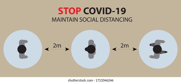 Social distancing artwork. Editable clip art.