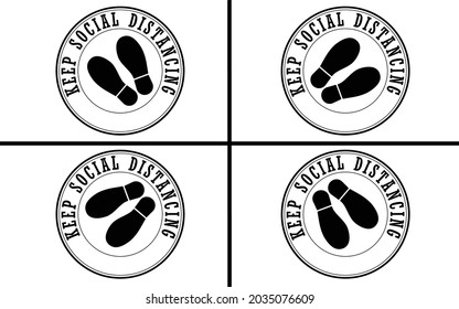 Social distancing attention foot step queue for protect covid19 crisis 