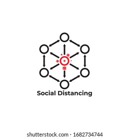 social distancing avoid corona virus spread abstract design symbol vector