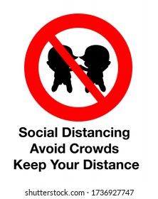 Social Distancing Avoid Crowds Keep Your Distance Icon. Vector Image.