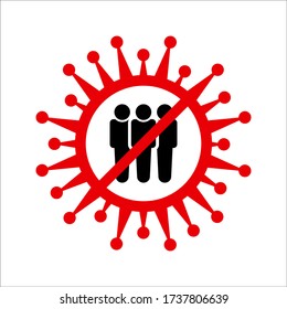 Social Distancing Avoid Crowds Keep Your Distance Icon on white background