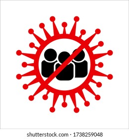 Social Distancing Avoid Crowds Keep Your Distance Icon on white background