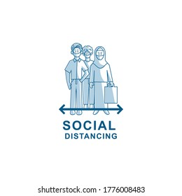 Social distancing avoid crowds template vector Illustration