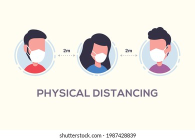 Social distancing to avoid spreading virus. Physical distance design concept vector illustration