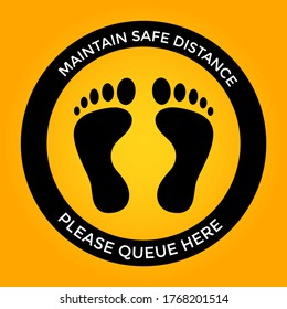 Social distancing awareness campaign poster or sticker promoting safe distance in the new normal. Vector illustration.