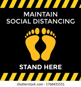 Social distancing awareness campaign poster or sticker promoting safe distance in the new normal. Vector illustration.