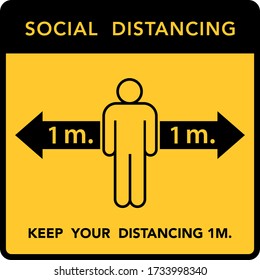Social distancing banner. Keep the 1 meter distance. Coronovirus epidemic protective. Vector illustration