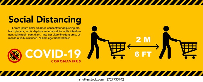 Social distancing banner. Keep the 2 meter distance. Coronovirus epidemic protective. Vector illustration