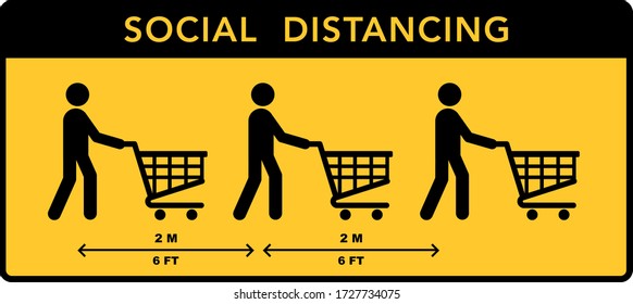 Social distancing banner. Keep the 2 meter distance. Coronovirus epidemic protective. Vector illustration