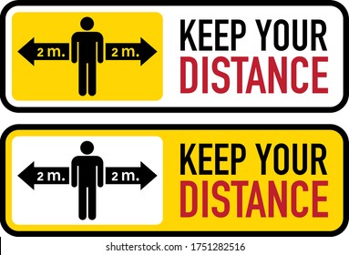 Social distancing banner. Keep the 2 meter distance. Coronovirus epidemic protective. Vector illustration