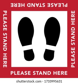 Social distancing banner. Please stand here. Coronovirus epidemic protective. Vector illustration eps10