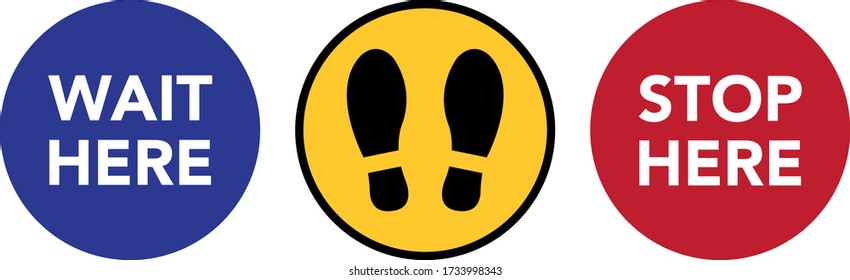 Social distancing banner. Please stand here. Coronovirus epidemic protective. Vector illustration eps10