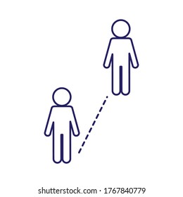 Social distancing between avatars line style icon design of Keep your distance medical care and covid 19 virus theme Vector illustration