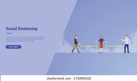 Social Distancing campaign concept for website template landing or home page website.