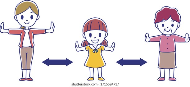 social distancing cartoon character illustration