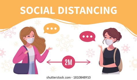 Social Distancing Cartoon Infographic Poster Two Stock Vector (Royalty ...