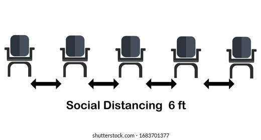 Social distancing chair concept.Prevent contact from the virus Covid-19.