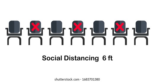 Social distancing chair concept.Prevent contact from the virus Covid-19.