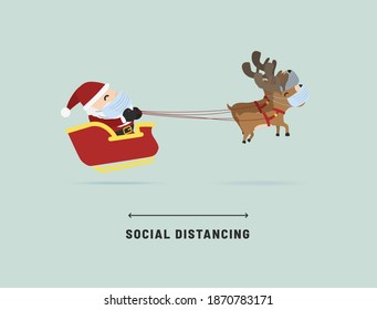 social distancing christmas santa claus reindeer wearing mask