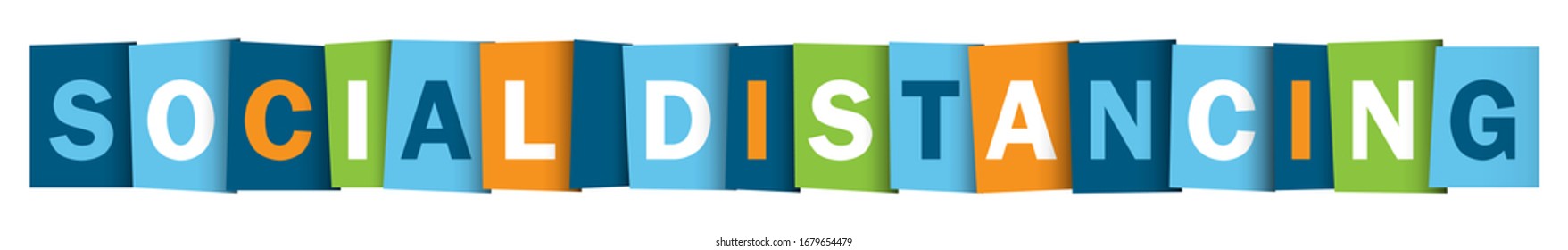 SOCIAL DISTANCING colorful vector typography banner