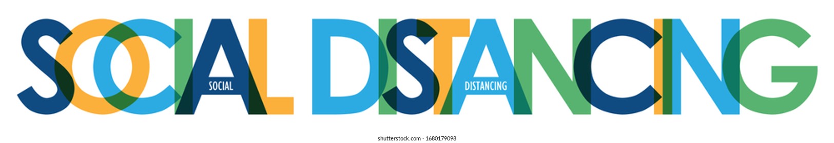 SOCIAL DISTANCING colorful vector typography banner