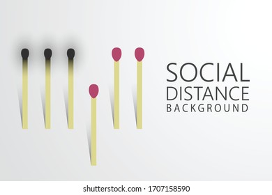 Social Distancing concept burnt out match sticks,  